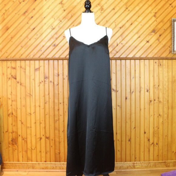NWT Maison Cinqcent Maxi Slip Dress Black Satin Medium 500 House NYE Formal D173 - Picture 11 of 12
